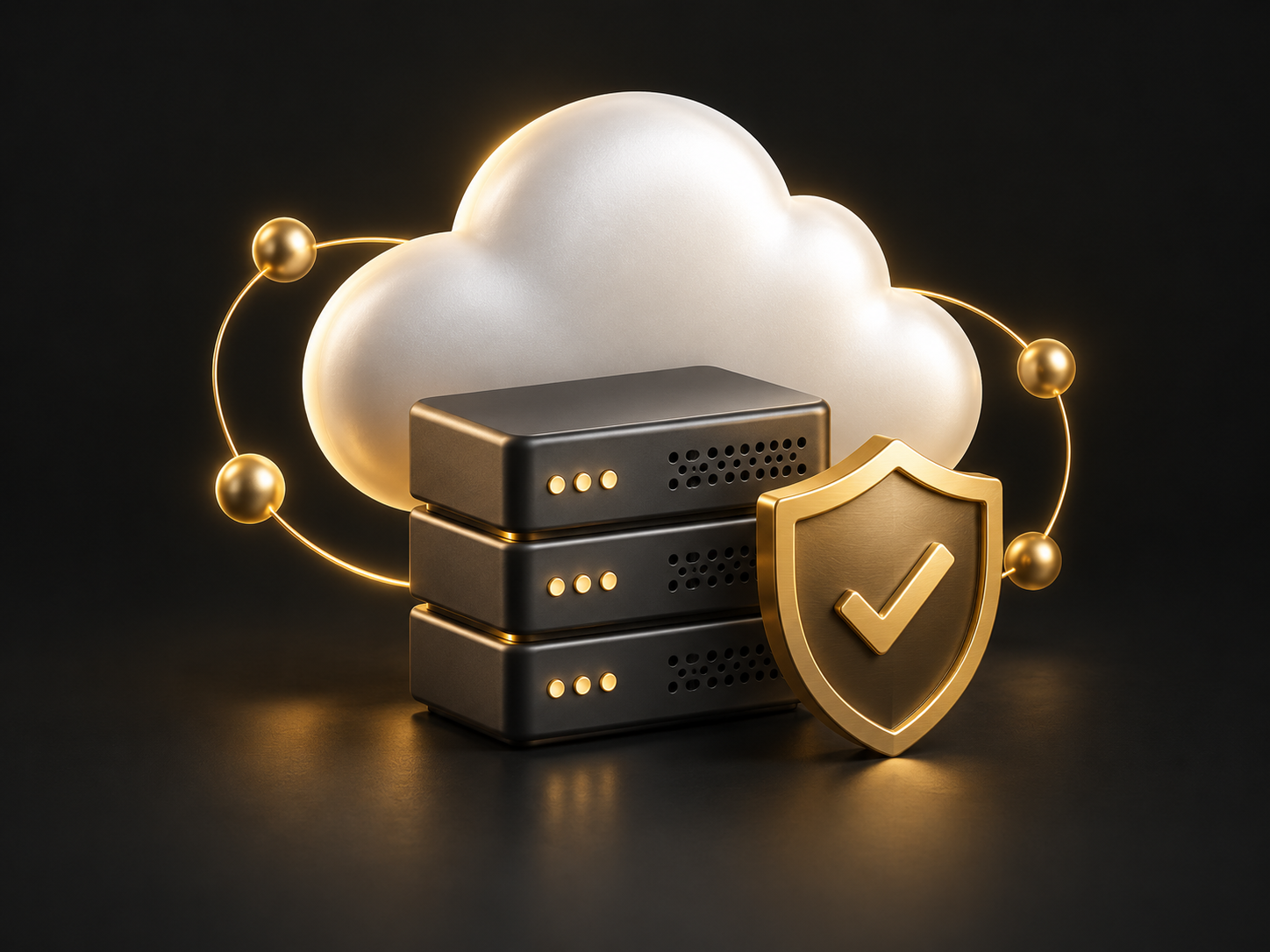Driedimensionale cloud, servers en beveiligingsschild in de Two-iT kleuren